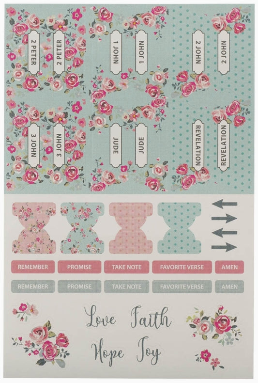 Bible Indexing Tabs Floral Pink & Teal