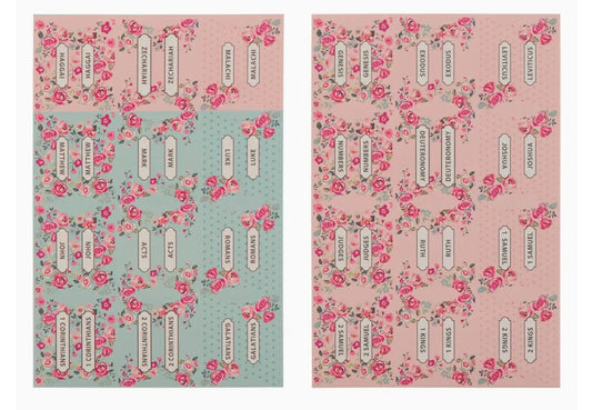 Bible Indexing Tabs Floral Pink & Teal